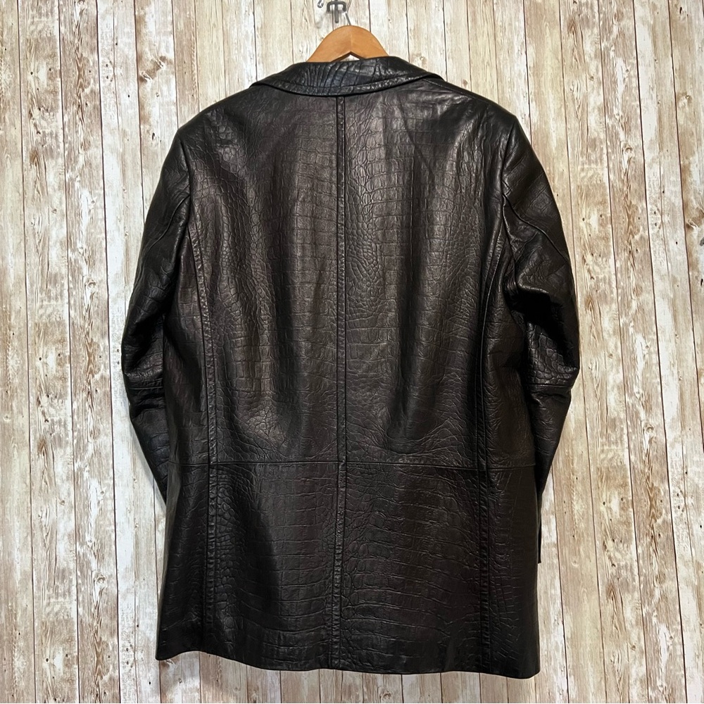 Boss Hugo Boss Leather Crocodile Pattern Brown Blazer - Picture 7 of 12